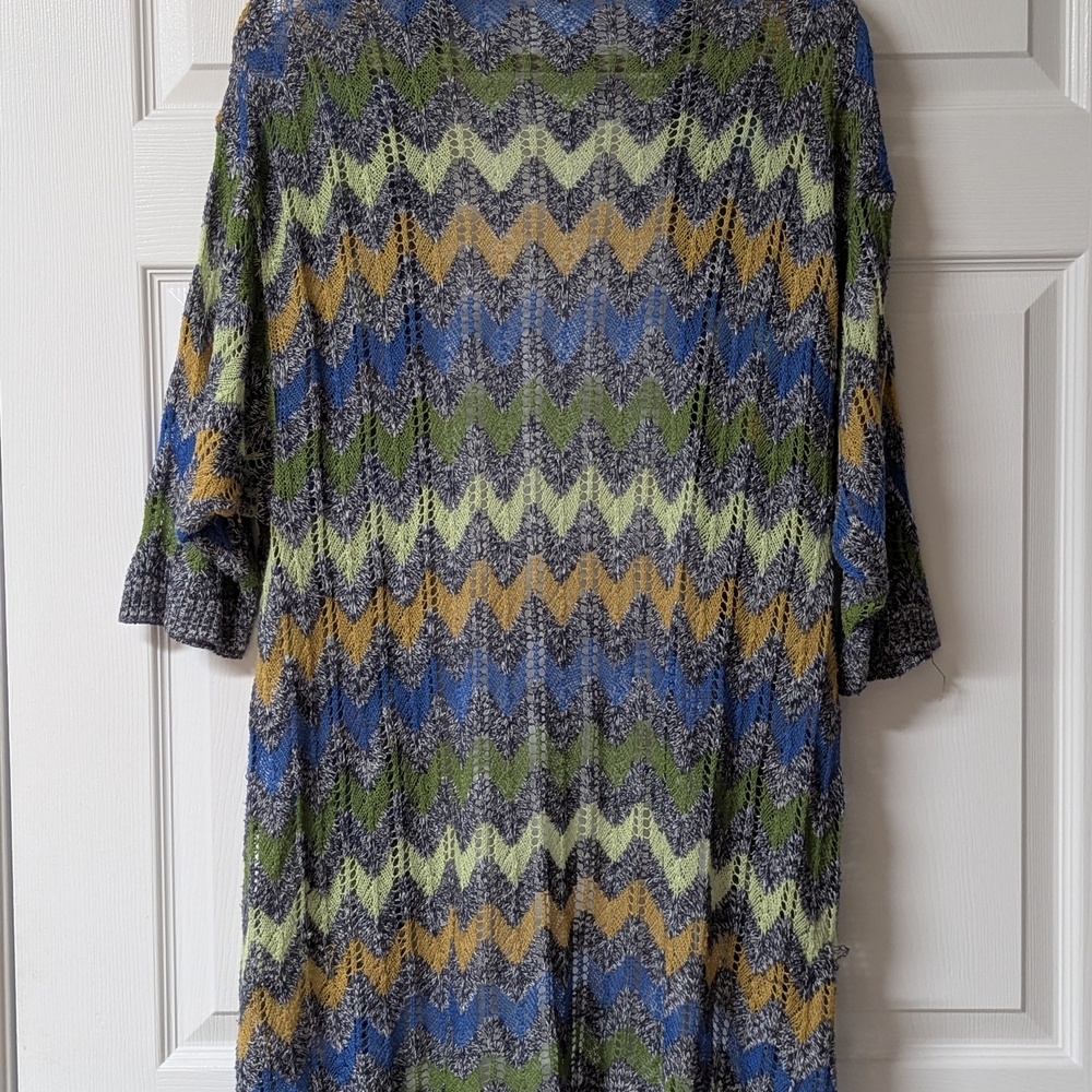 New Directions Chevron Multicolor Knit Cardigan - Picture 5 of 5